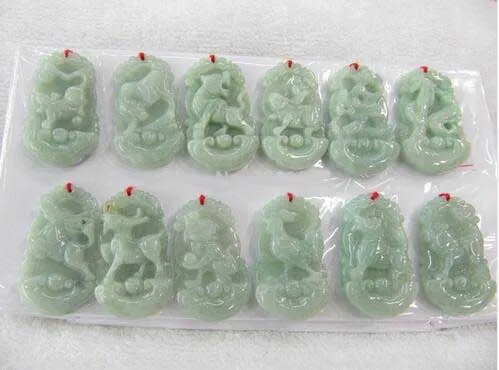 

ELEGANT 100% Natural A Grade Green stone Pendant/12 Chinese Zodiac Pendants free shipping