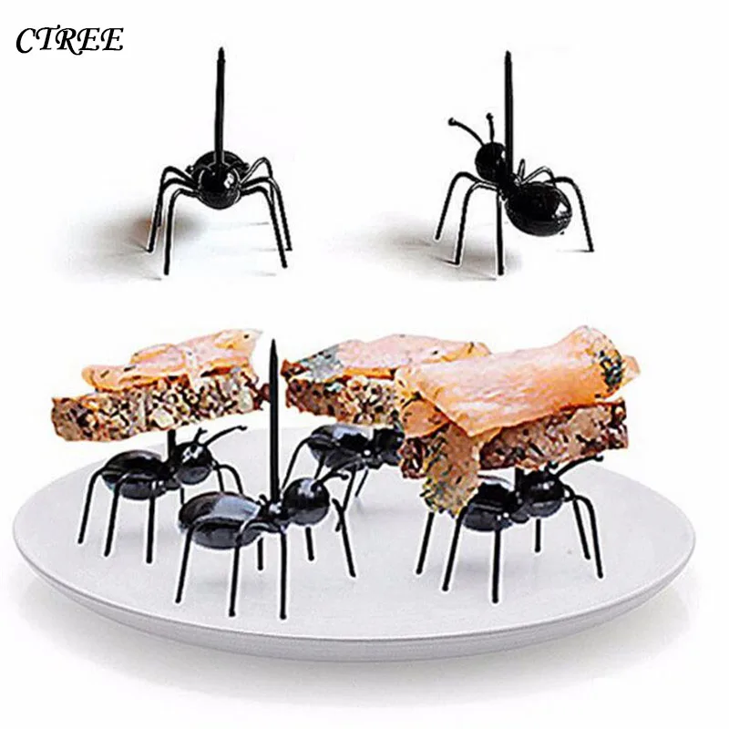 

CTREE 12Pcs/Set Creative Fashion Fruit Fork High-Grade Black Ants Fruit Dessert Fork Cute Animal Modeling Ants Food Fork C465