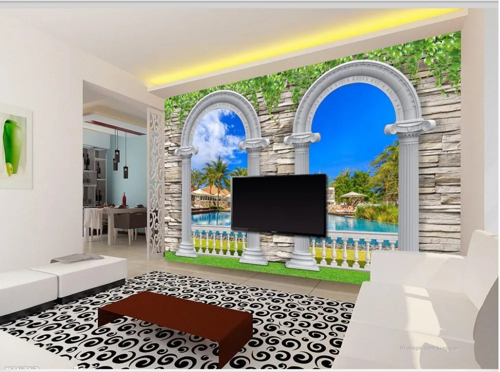 3d Настенные обои римские арки Seaview 3D ТВ фон стереоскопические papel parede |