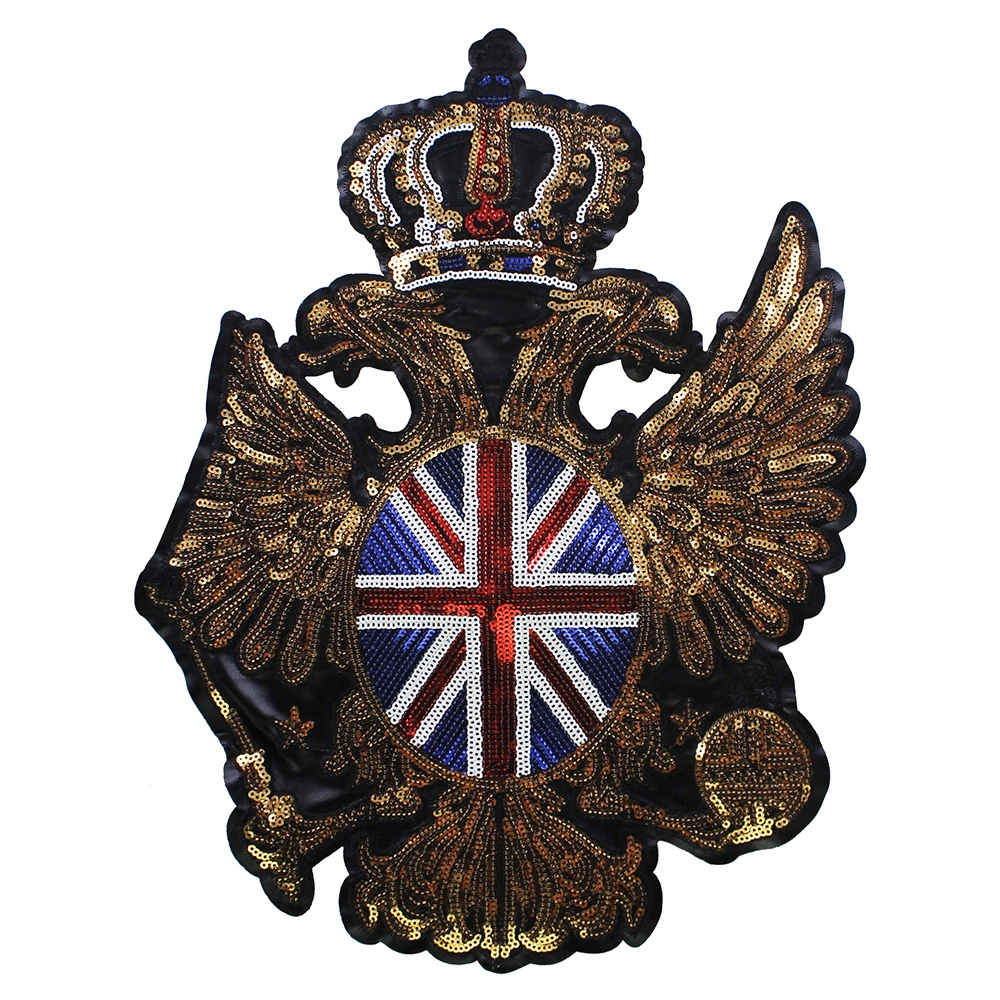 1pc United Kingdom Flag Crown Wing Applique Personality Embroidery Sequin Badges Sew on Patch for Clothes Jacket Jeans P65 | Дом и сад