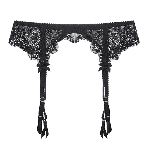 Black CYHWR, женские сексуальные цветочные кружевные подвязки, искушение, ультра-тонкий прозрачный бант, пояс для подвязок, свадебные подвязки, ремни - Цвет: Black