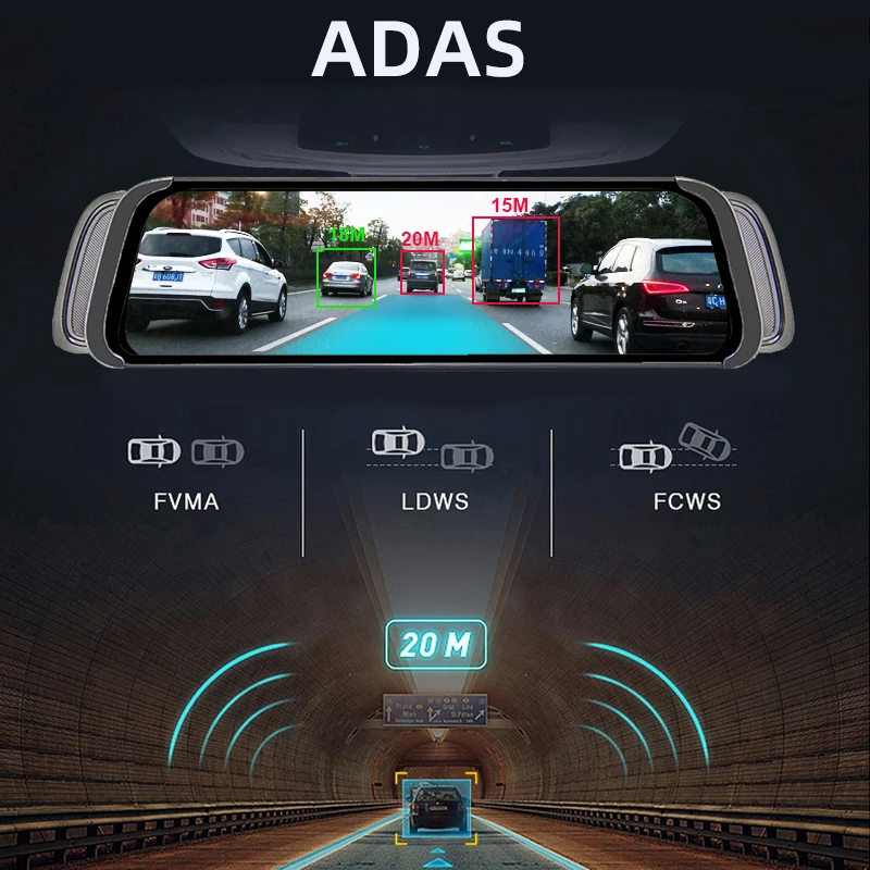 Автомобильный видеорегистратор Bluavido 10 дюймов 4G android ADAS GPS навигация FHD 1080P