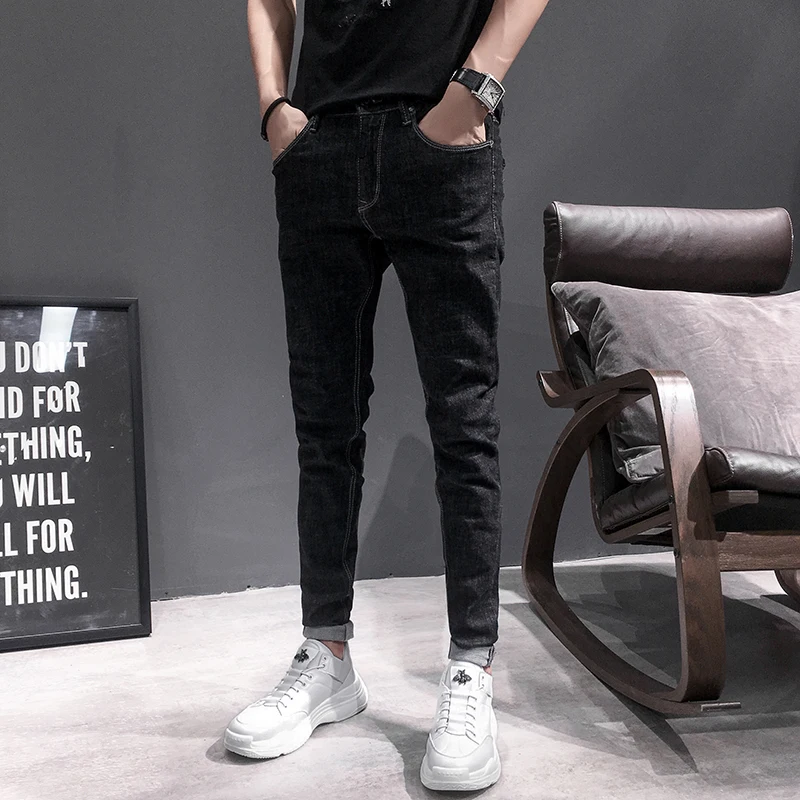Джинсы мужские в стиле ретро простые байкерские джинсы Slim Fit универсальные брюки