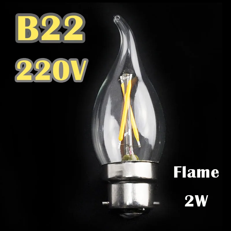 B22 затемнения C35 A60 типа Свеча) 2 Вт 4 6 8 светодиодный лампы в форме свечи ретро