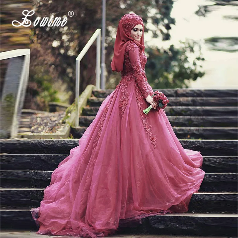 Свадебное платье с длинным рукавом кружевной аппликацией|vestido novia|wedding dress turkishbridal