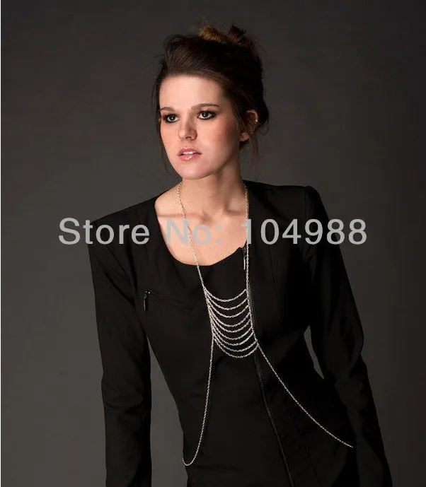 Женская цепочка с кисточками серебряная Золотая или серо-черная 2014 | Украшения и