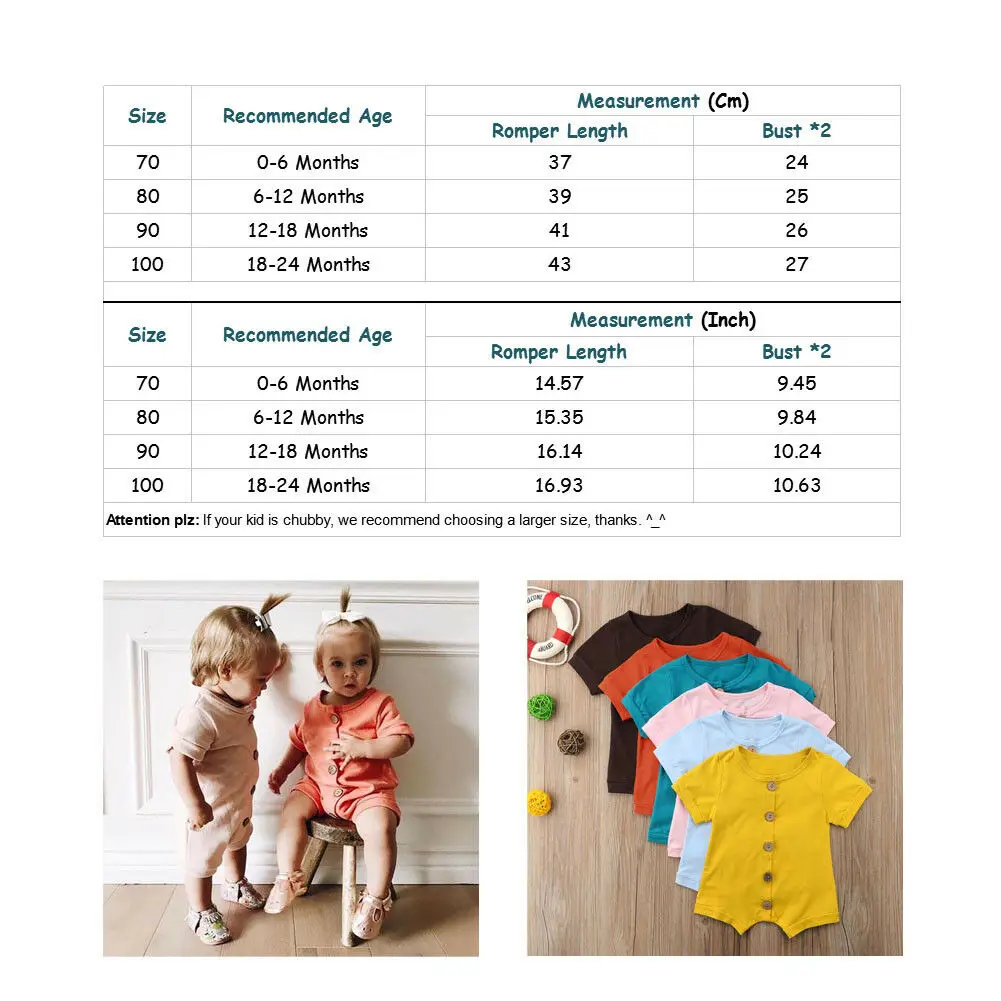 Hot Sales 0-24M Newborn Infant Kid Baby Boy Girl Button Romper Clothes Outfit Jumpsuit Sunsuit Summer Casual | Детская одежда и