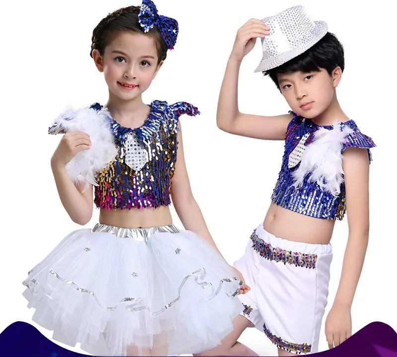 

Танцевальный костюм в стиле хип-хоп для девочек и мальчиков, детское платье для соревнований по джазовым танцам, детская одежда для выступлений и танцев, 90