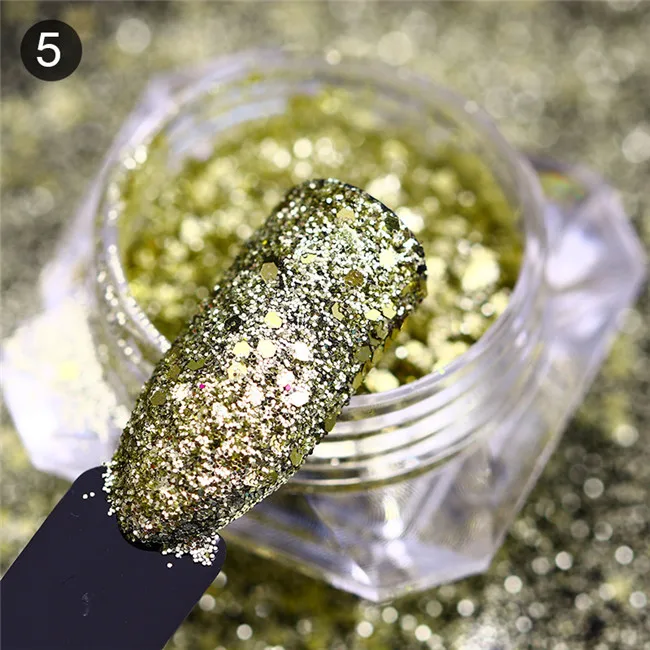 Color 5 BORN PRETTY шестигранные блестки для ногтей многоразмерные переливающиеся блестки хлопья гвоздь художественные украшения блестки Nailart ногтей погружение УФ-гель - Цвет: Color 5