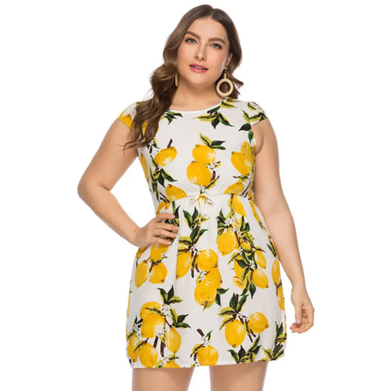 Женское платье MSSNNG желтое с принтом круглым вырезом и надписью для вечеринок