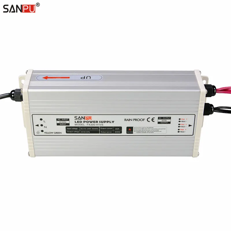 SANPU SMPS светодиодный дисплей Импульсный источник питания 5 В DC 300 Вт 60A 110 В 220 В AC-DC трансформатор для освещения непромокаемый уличный