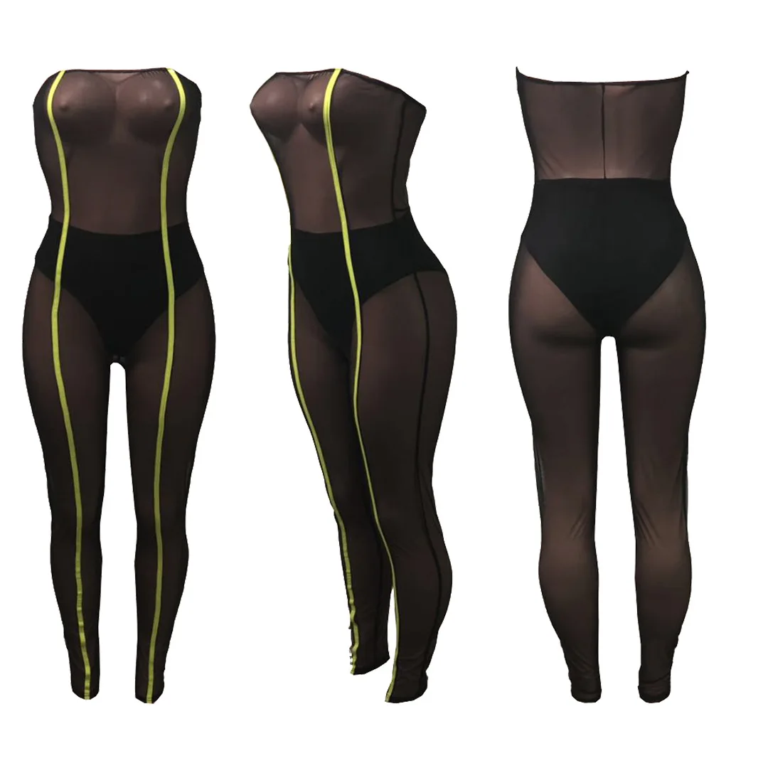 2019 женский новый прозрачный сетчатый костюм сексуальный в обтяжку для ночного