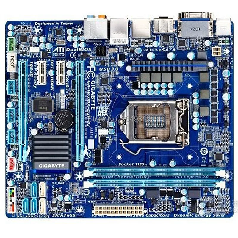 Для Gigabyte GA H67MA D2H B3 оригинальная б/у материнская плата для настольного компьютера