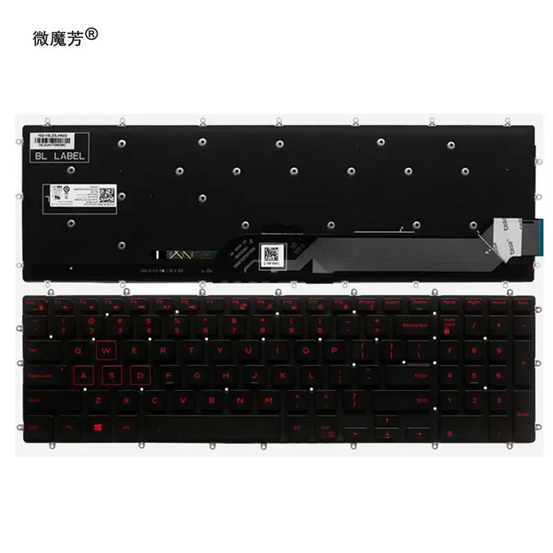 Английская клавиатура для ноутбуков Dell Inspiron 15 5565 5567 Gaming 7566 7567 17 5765 5767 с красной