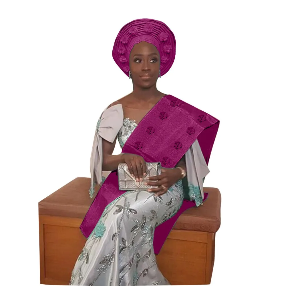 ASO OKE геле Африканский Цветочный Женская повязка на голову с плеча