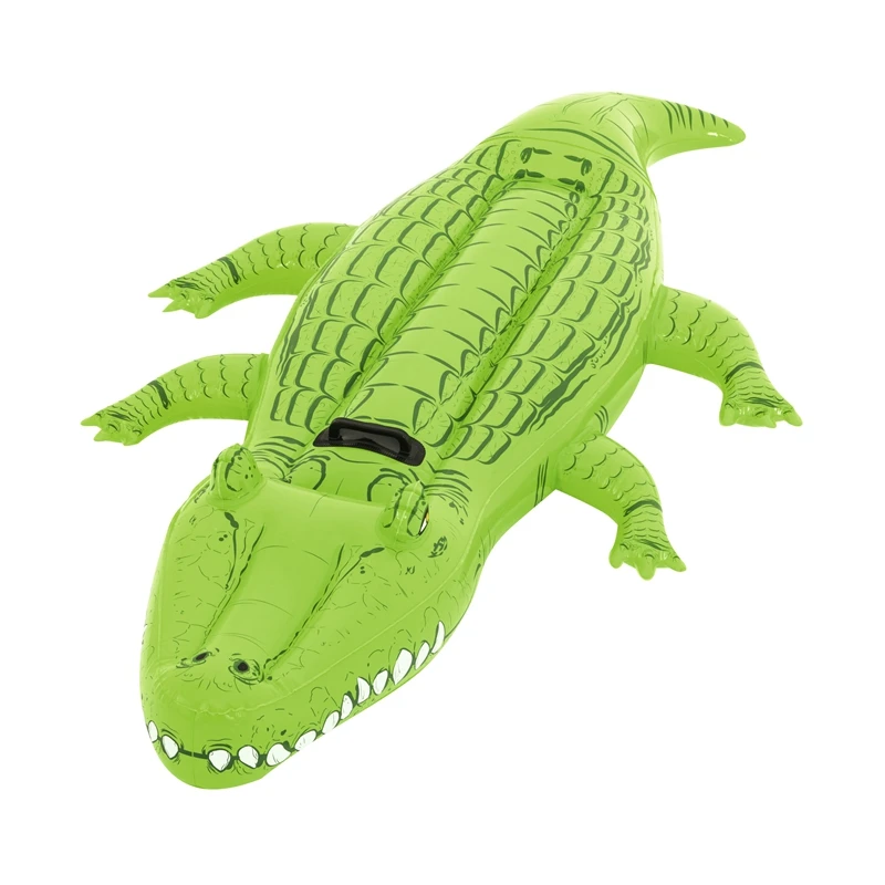 

80'' Inflatable Crocodile Rider With Handles Ride-on Pool Float Swimming Water Toys For Kids Mattress Fun Beach Buoy