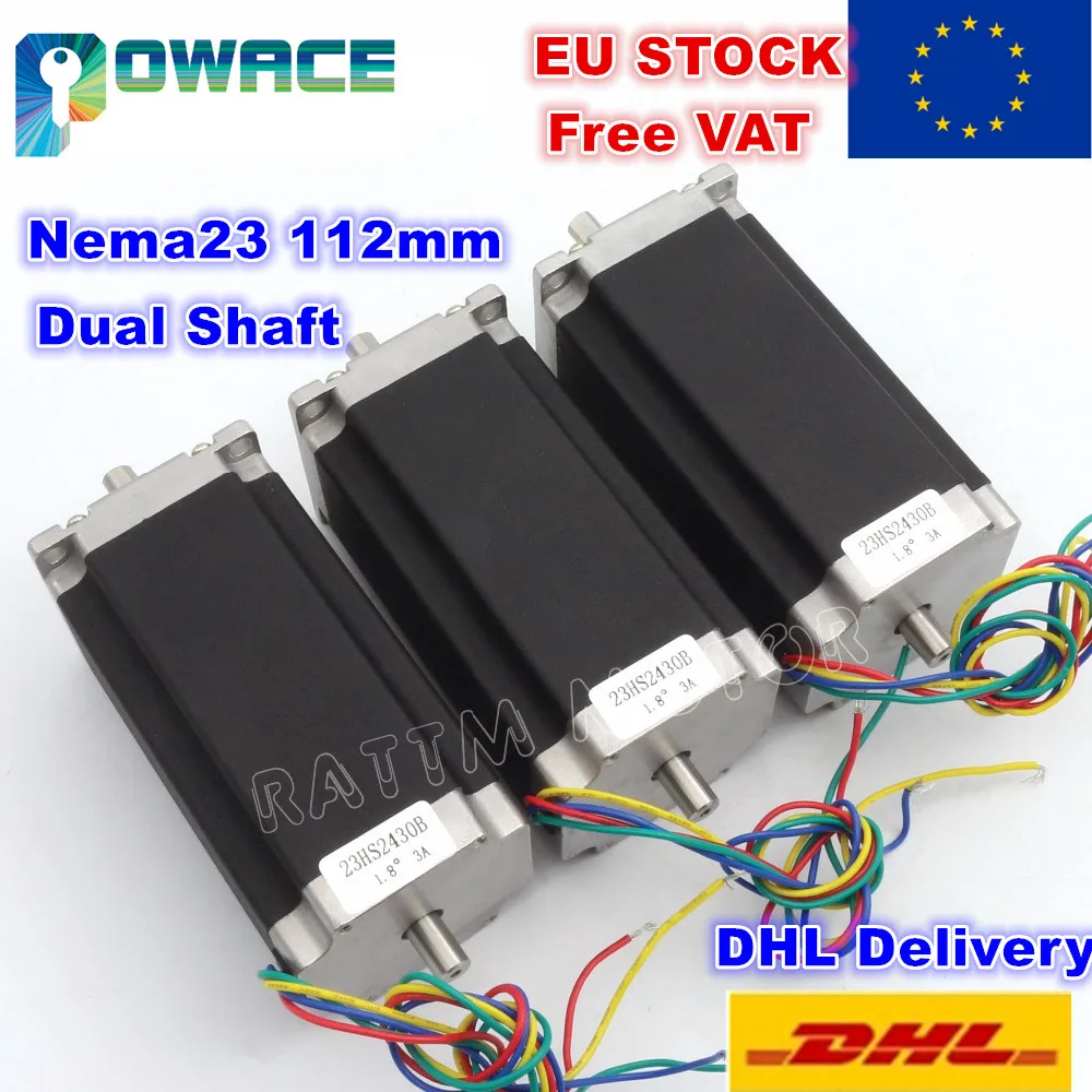 

[EU Delivery&Free VAT] 3Pcs Nema23 112mm Dual Shaft 425 Oz-in CNC Stepper Motor Stepping Motor/3.0A 23HS2430B