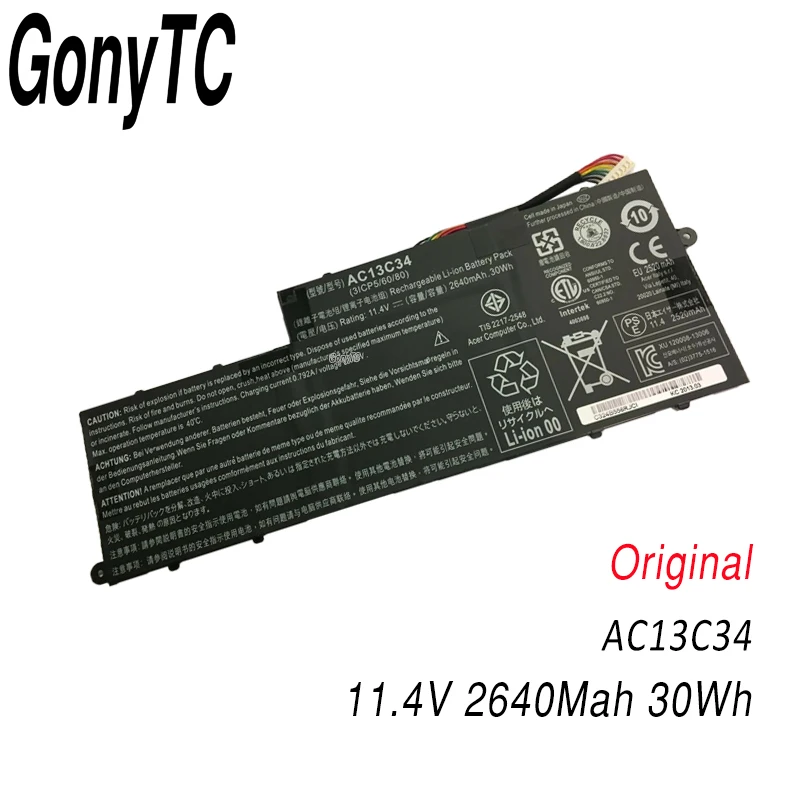 Новая Оригинальная Аккумуляторная батарея AC13C34 для ноутбука Acer Aspire V5 122P 132 E3 111 112