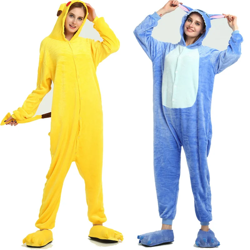 Костюм единорога для взрослых Pikachu Kigurumi onesies фланелевые пижамы семейные вечерние