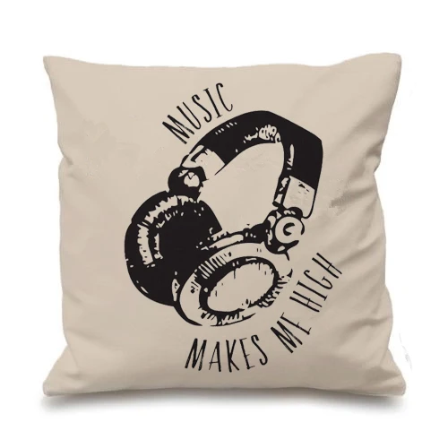 

Novelty Simple Headphone Music Cushion Cover Earphone Hip HopThrow Pillow Case Music Gifts Funny Music Car Sofa Chair Home Decor