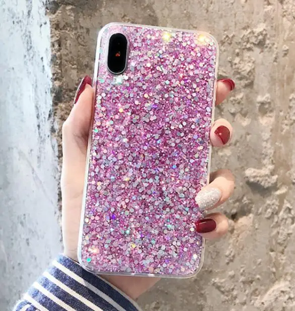 Purple Блеск порошок блестки мягкий чехол для samsung Galaxy S10 Lite plus M10 A20 A30 A40 A50 A70 J4 J6 A7 A6 A8 A9S fundas чехол - Цвет: Purple