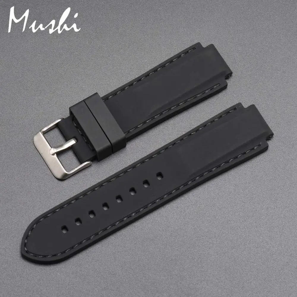 BB Silver buckle Силиконовый резиновый ремешок для часов Timex T49859 | T2N720 | T2p141 | T2n722 | 723 | 738 | 739 качественный черный водонепроницаемый ремешок для часов с инструментом - Цвет ремешка: BB Silver buckle