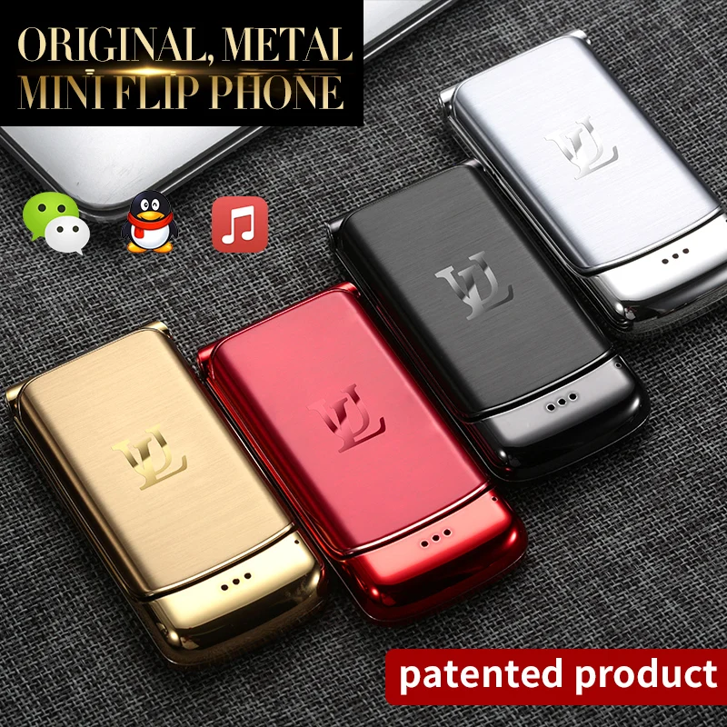 Роскошный Металлический раскладушка Ulcool V9 Super Mini мобильный телефон с откидной