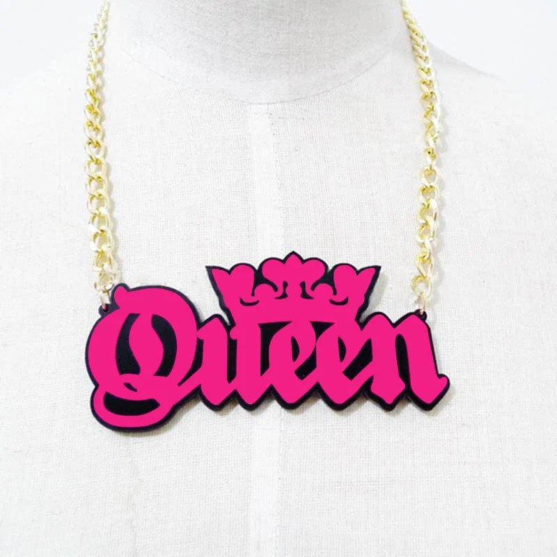 Женское ожерелье с подвеской Королева крутая цепочка надписью Роза массивное
