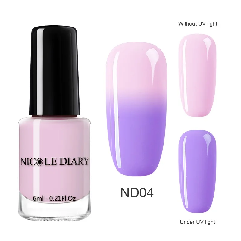 ND04 NICOLE DIARY 6 мл Отшелушивающий лак для ногтей, чувствительный к солнечному свету, меняющий цвет, лак для ногтей, цветной лак для маникюра, лак для ногтей - Цвет: ND04