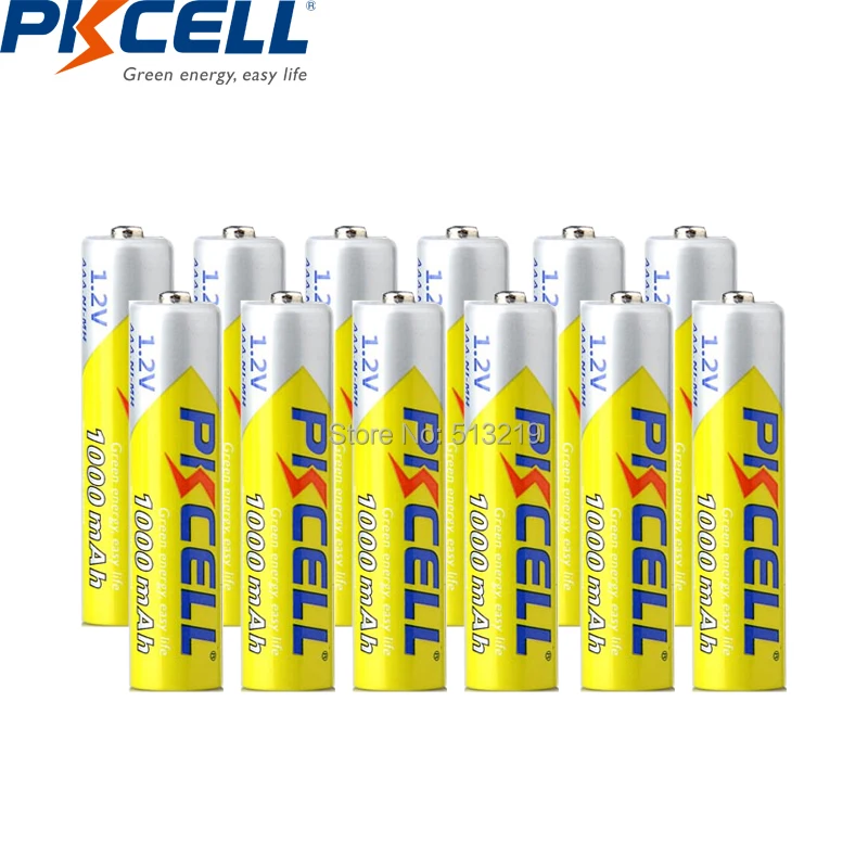 Аккумуляторы PKCELL NIMH AAA 1000 мА ч 1 2 В 3 А 12 шт.|battery rechargeable|battery aaaa battery |