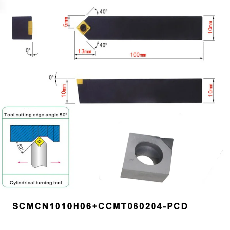 Вращающийся держатель SCMCN1010H06 + CCMT060204PCD вставка 1 шт. тонкий токарный станок с ЧПУ