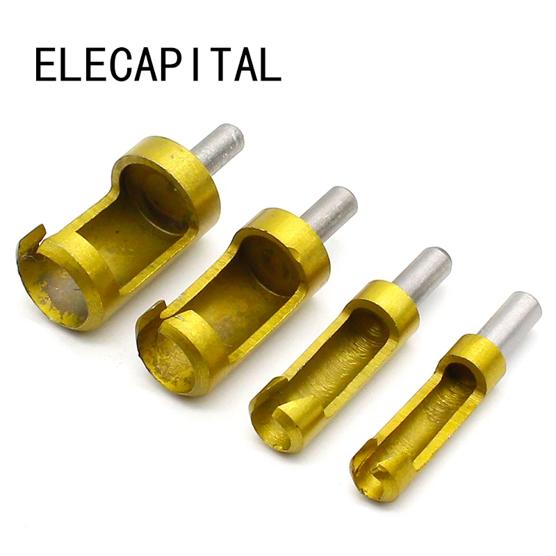

4pcs Barrel Cork Drill Plug Cutter Drill Bit Bored Hole Wood Tenon Hole Saw Arbors foret bois woodworking tools taladro manual