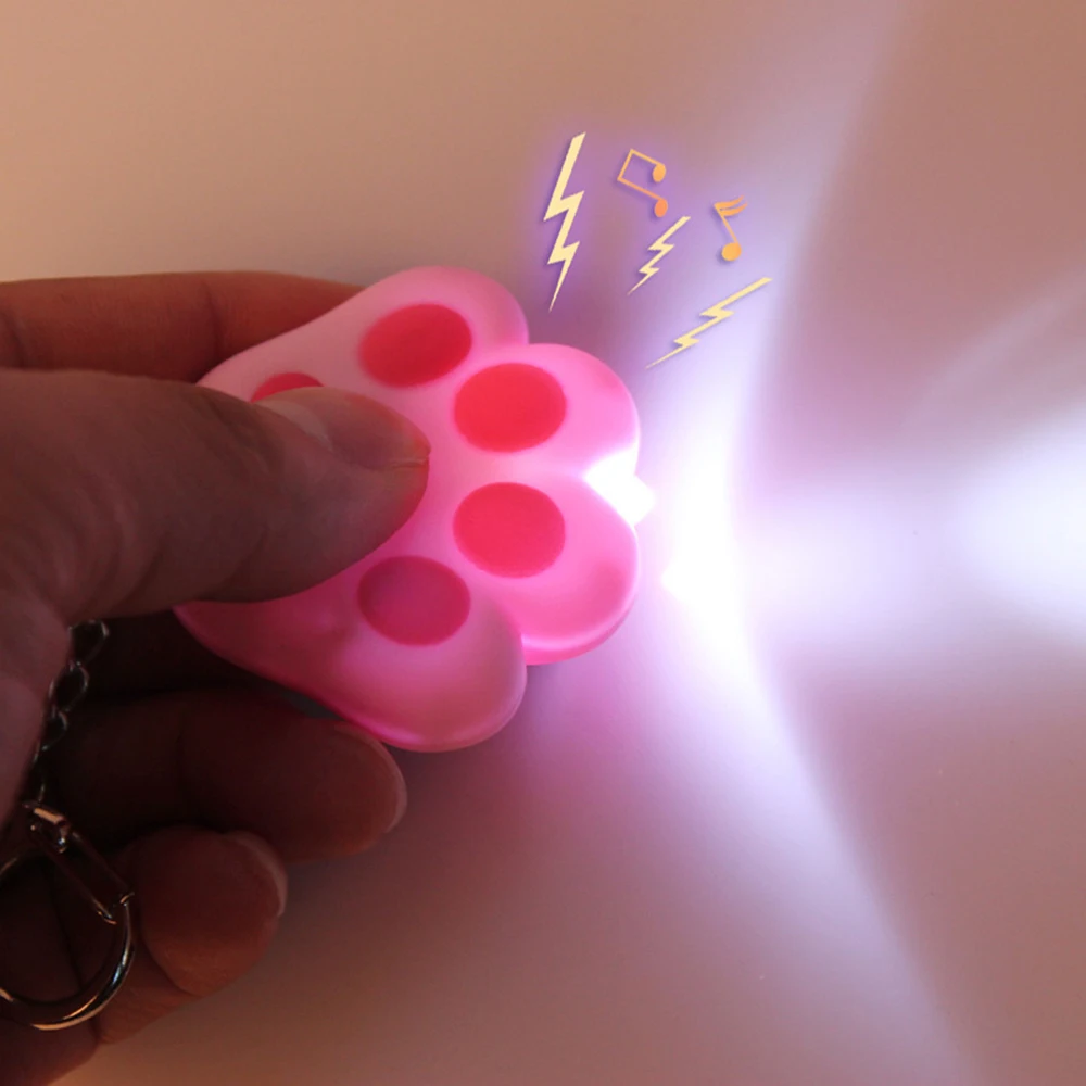 1 шт унисекс мультяшный милый кот лапы ноги Брелок звуковой свет LED брелок фонарик