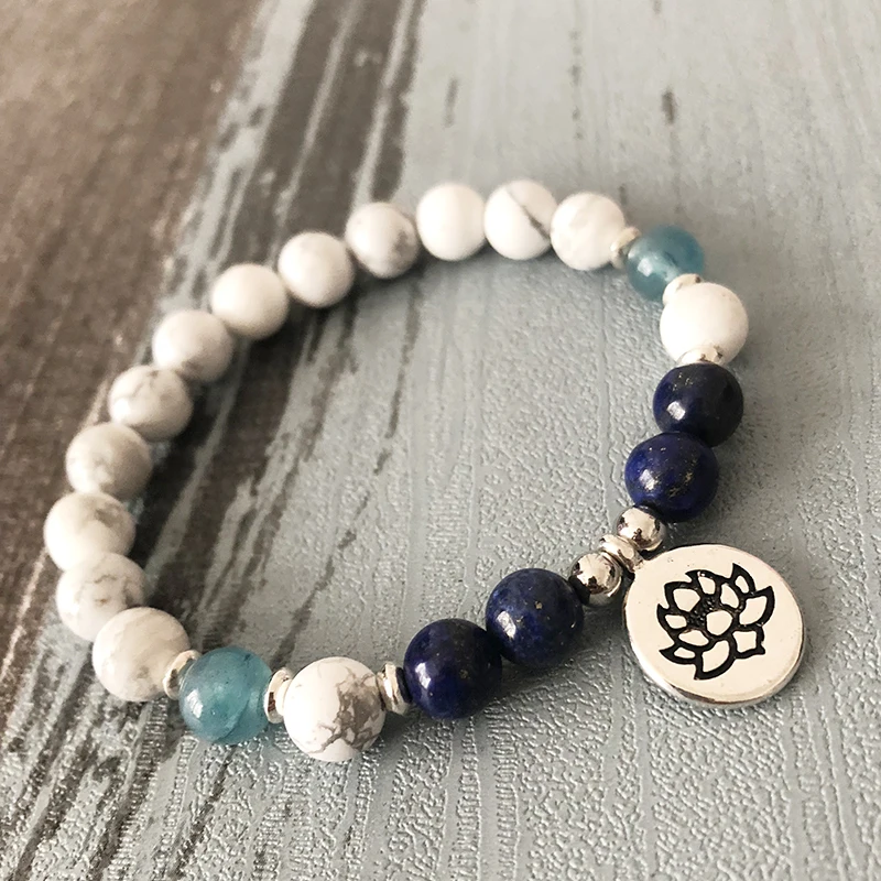 Браслет Howlite &amp Lapis Lazuli браслет из бисера Mala Исцеляющие кристаллы для творчества