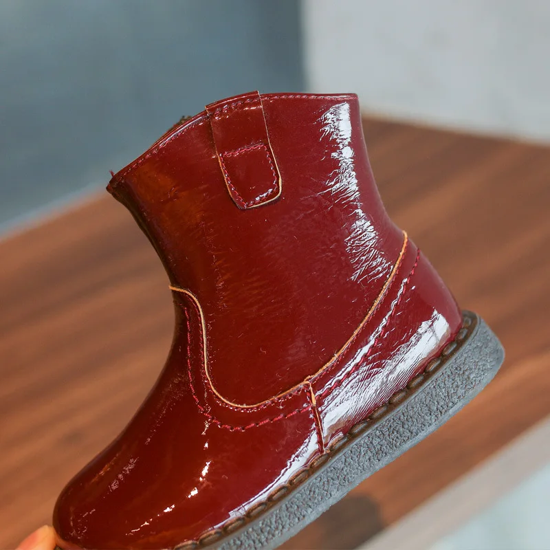 Waterproof Shoes Baby Toddler Mary Jane Girls Boots Patent Leather Princess 2018 Autumn Winter for | Детская одежда и обувь