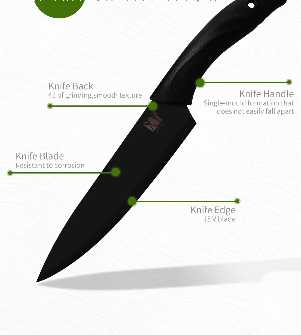 XYj 6 шт. набор шеф-повара для нарезки хлеба Santoku нож для очистки овощей 3Cr13 черное острое лезвие набор кухонных ножей с крышкой лезвия