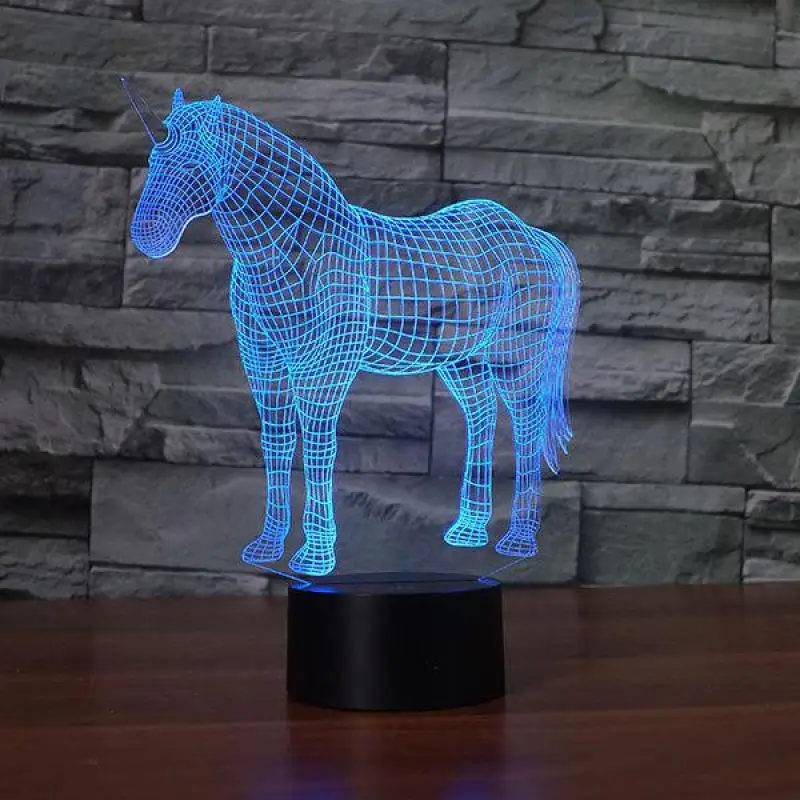 Model Acrylic Table 3d Lamp 7 color change ponies Led Nightlight Children's room decoration 3D night light | Лампы и освещение
