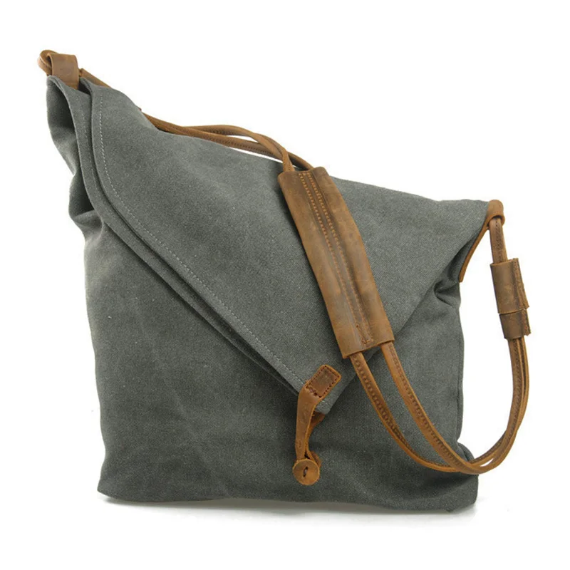dark grey Винтажные сумки на плечо, высокое качество, Воловья кожа, холщовые сумки, повседневные, на молнии, одноцветные, через плечо, сумка-тоут с ремешком из натуральной кожи - Цвет: dark grey