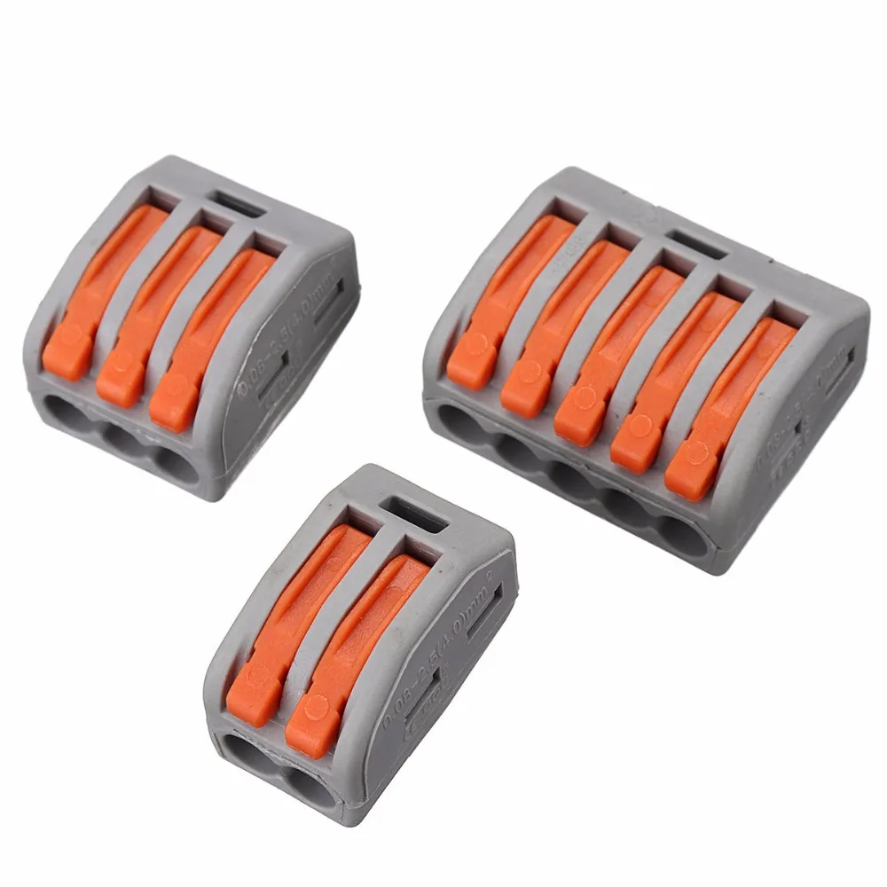 

60Pcs 2/3/5 Holes Spring Conductor Terminal Block Electric Cable Wire Connector