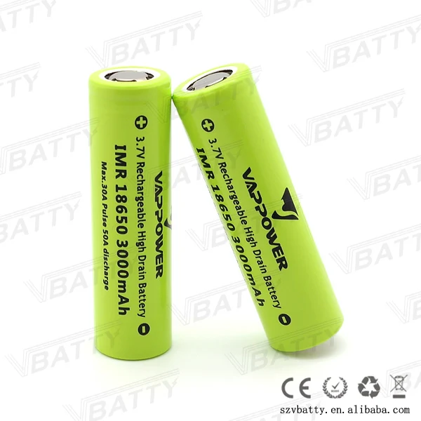 Vappower IMR 18650 3000 мАч 30A 3 7 В перезаряжаемый литий ионный аккумулятор с высоким