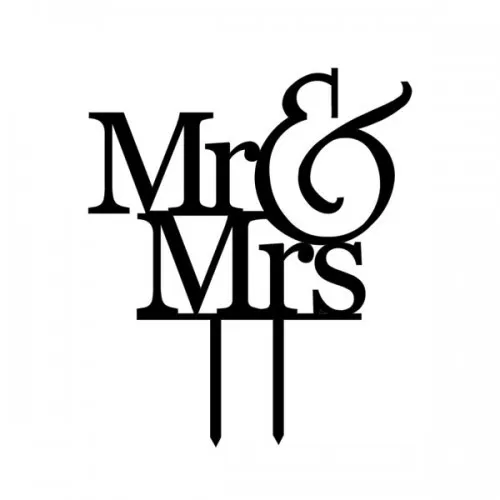 

New Mr&Mrs Plexiglass Wedding Cake Topper Laser Cut Acrylic Black Topper