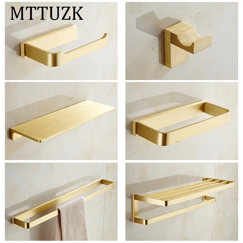 MTTUZK высококачественный набор аксессуаров для ванной комнаты, аксессуары для ванной комнаты, матовый золотой держатель для бумаги, вешалка для полотенец, крючок для халата, вешалка для полотенец