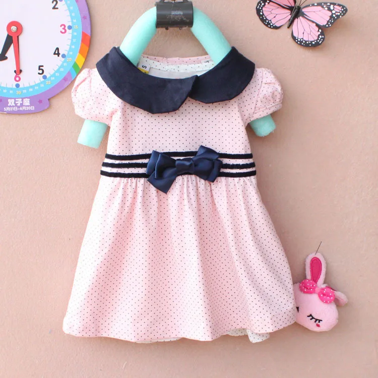 Free shipping 4pc/lot 2013 dress girl summer new Korean girls' dresses princess bow spot for baby girls C0684 | Детская одежда и
