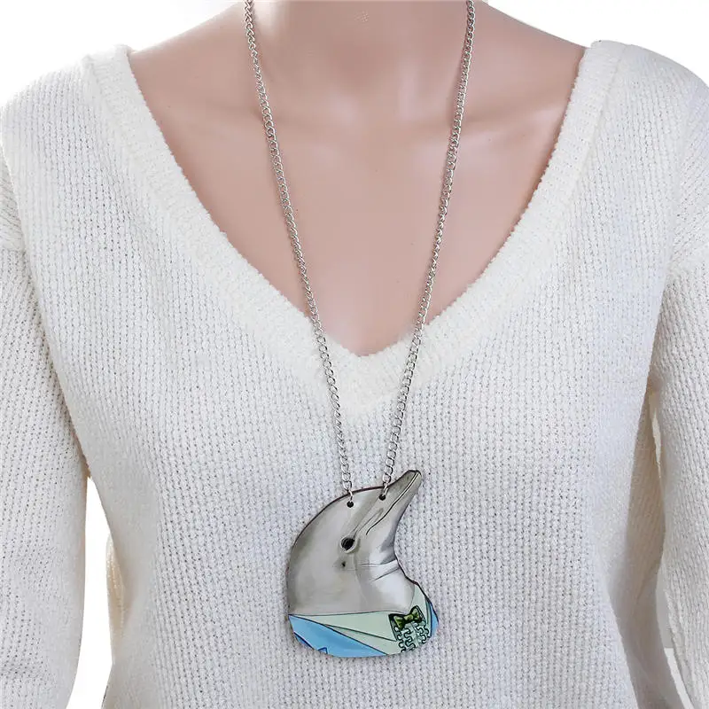 1 шт. деревянное ожерелье в виде дельфина 71 см (28 дюймов)|sweater necklace|multicolor necklacedolphin