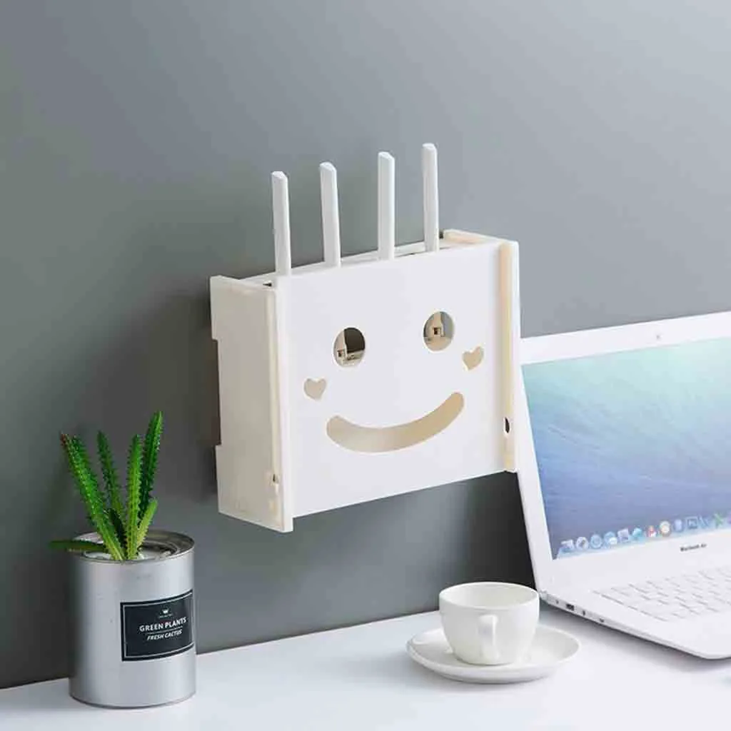 Wireless Wifi Router Storage Box Plastic Shelf Wall Bracket Cable Organizer Broadband home | Дом и сад