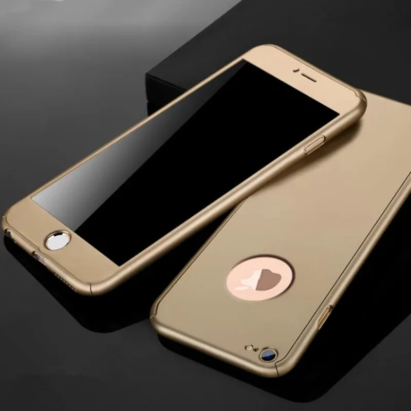 Gold Hollow Роскошный 360 полный защитный чехол для телефона для iPhone 6 6s Xs Max XR X Coque чехол для iPhone 6 6s 7 8 Plus чехол 5 5S SE крышка стекло - Цвет: Gold Hollow
