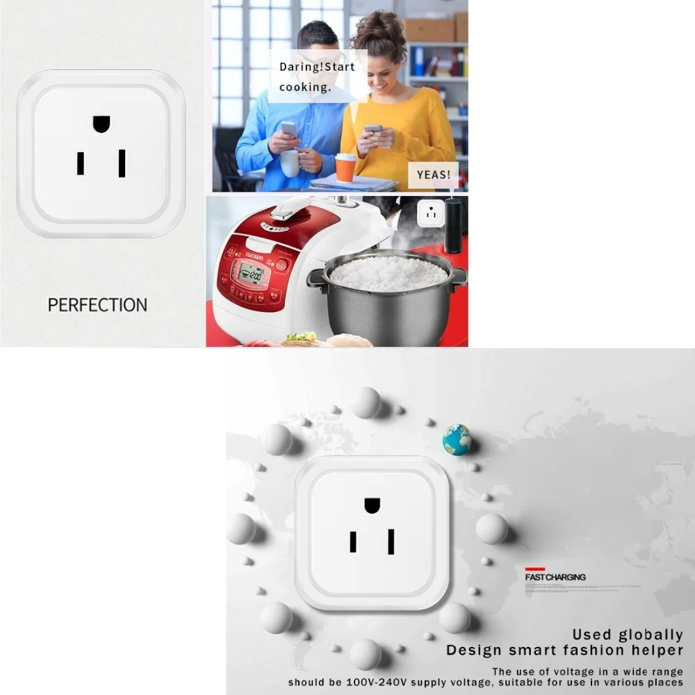 Умная Мини-розетка V05 с Wi-Fi 10 А работает Alexa и Google Home 100-240 В переменного тока вилка