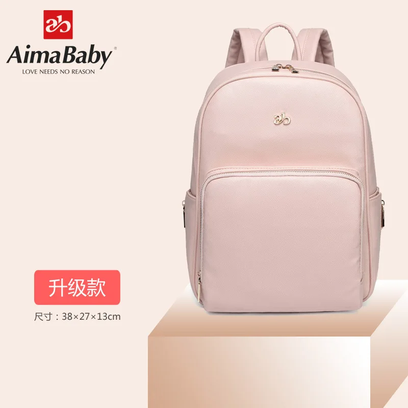 pink Aimaaby, повседневная кожаная сумка для подгузников, многофункциональный рюкзак большой емкости, сумка для подгузников для беременных, сумка на плечо с пеленальной подкладкой, дорожная сумка - Цвет: pink