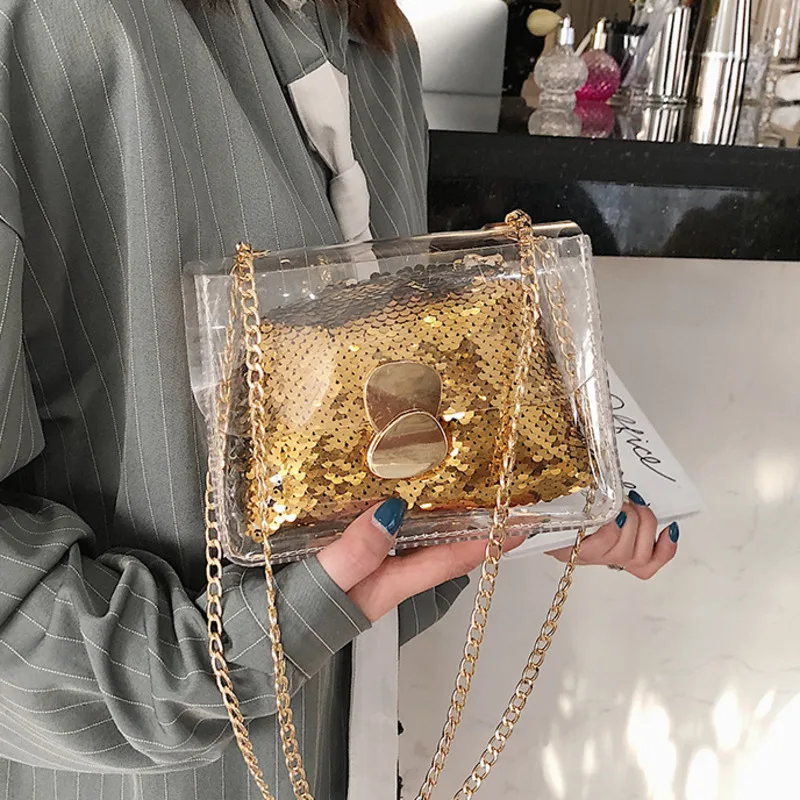 Прозрачная женская сумка через плечо 2019 качественные роскошные сумки из ПВХ