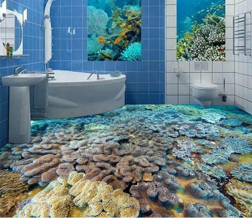 Самоклеящиеся 3D обои для пола океана пляжа|floor mural|3d flooringbeach mural |